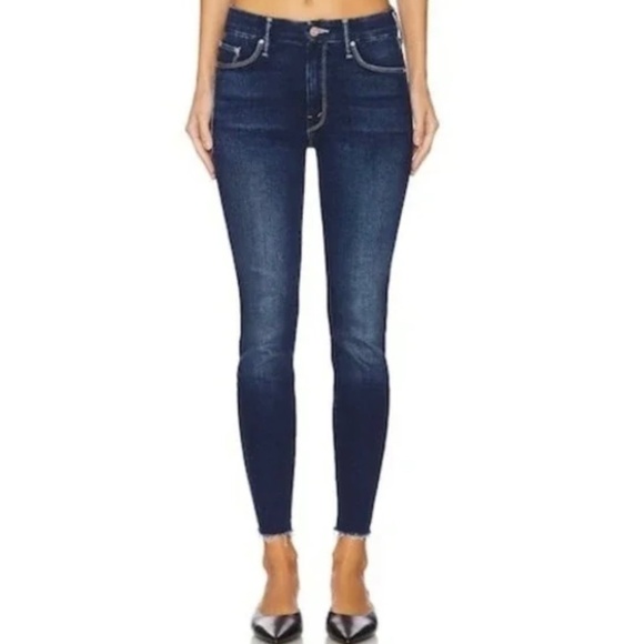 MOTHER Jeans The Looker Ankle Fray Yakkity Yak Dark Wash Denim Skinny Size 27 - Picture 1 of 6